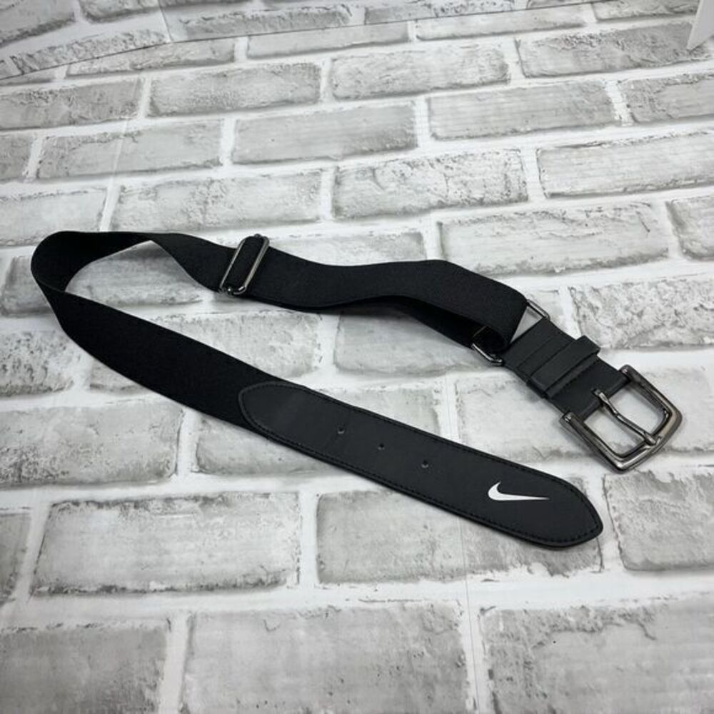 Nike Swoosh Black Belt Baseball Golf Adjustable Elastic Stretch One Size Fit All